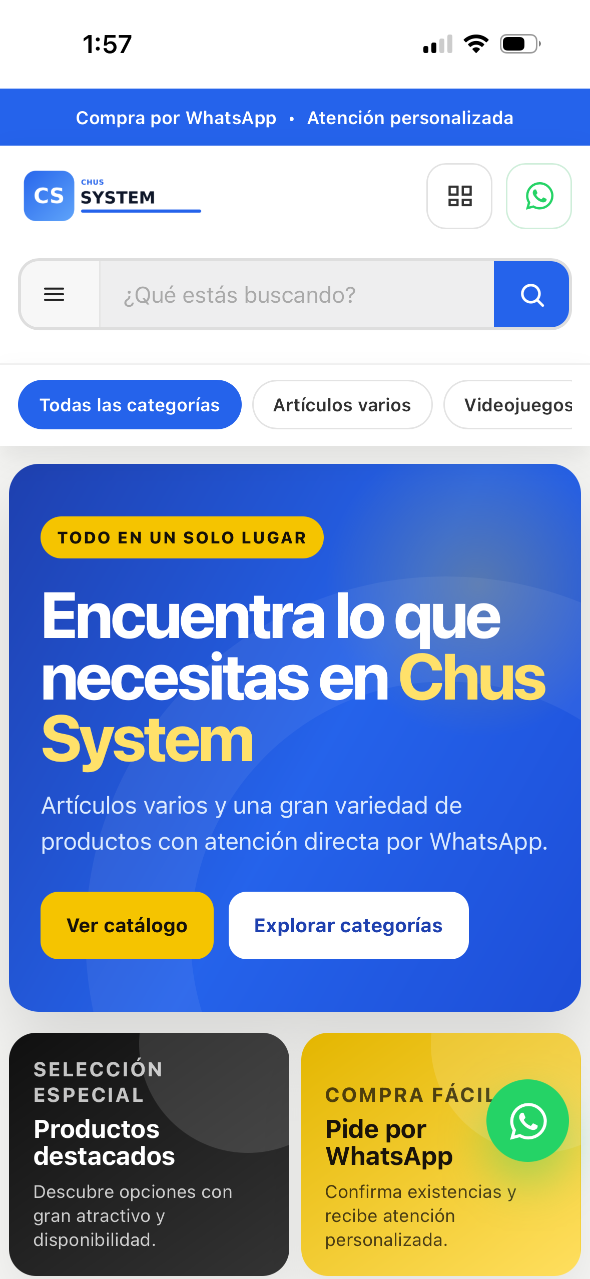 Tienda en línea de Chus System